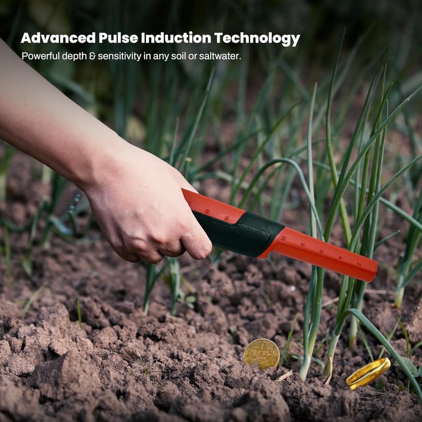 Fisher F-Pulse Waterproof Pinpointer Metal Detector, Red – Pulse Induction Technology for Deepest Detection, Long Battery Life, LED Light, vibrate & beep Modes for Precise Target Location.