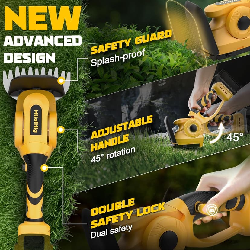 Cordless Hedge Trimmer for Dewalt 20V Max Battery: 2 in 1 Electric Hedge Trimmer Cordless Grass Shear & Bush Trimmer - Handheld Grass Trimmer for Garden Yard Lawn Shrubbery Cutter(Bare Tool)