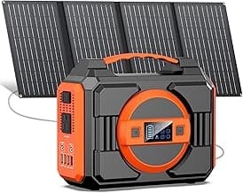 Solar Powered Generator 300W Rated, Portable Sola Generator Power Station with Solar Panels 40W Included, 220Wh Sola Power Bank with AC Outlet 110V Pure Sine Wave for Home Use Camping Outdoor