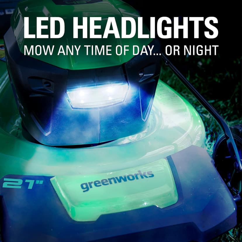Greenworks 48V (2 x 24V) 21" Brushless Cordless (Self-Propelled) Lawn Mower (LED Headlight), (2) 5.0Ah Batteries and Dual Port Rapid Charger Included (125+ Compatible Tools)