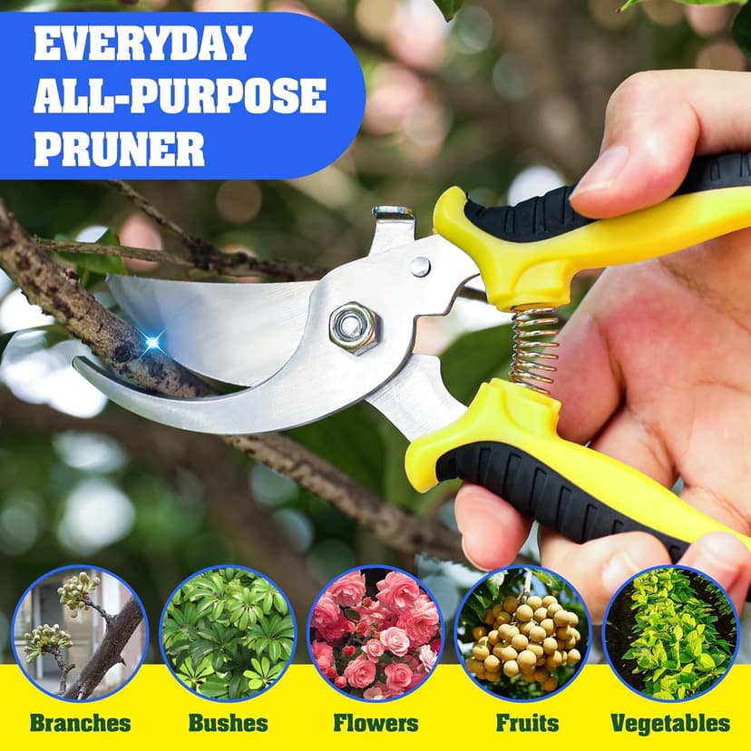 4 Pack Garden Pruning Shears, Stainless Steel Shears, Scissors, Clippers, Pruning Snips for Gardening Tools (4PCS Yellow Orange Green)