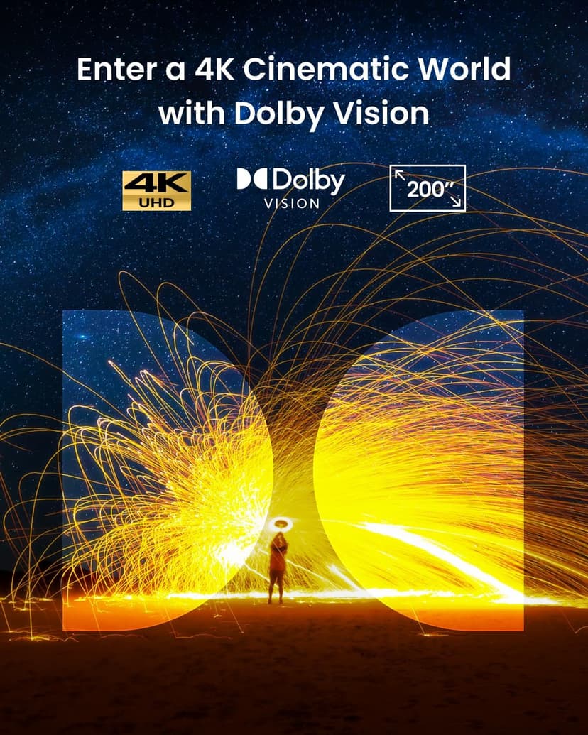 NEBULA Cosmos 4K SE Smart Projector, 4K High-Brightness with Dolby Vision, 200" Screen, 1,800 ANSI Lumens, HybridBeam, Enhanced Image Quality, Google TV, Portable, for Gaming, Home, and Office Use