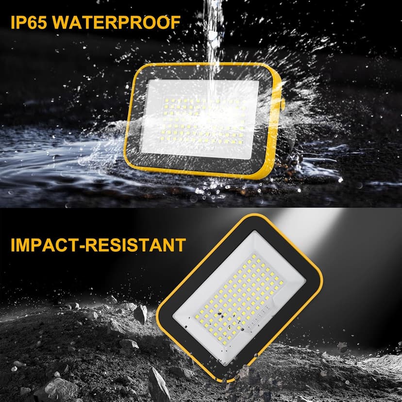 T-SUN Battery Work Light Rechargeable Portable Flood Light Cordless LED Work Light with Tripod Hole IP65 Waterproof Trouble Light USB Powered for Camping Car Repaire Job Site