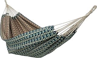 Sunnydaze Jacquard Double Hammock - Large 2-Person Hammock for Outdoors - Retro Waves