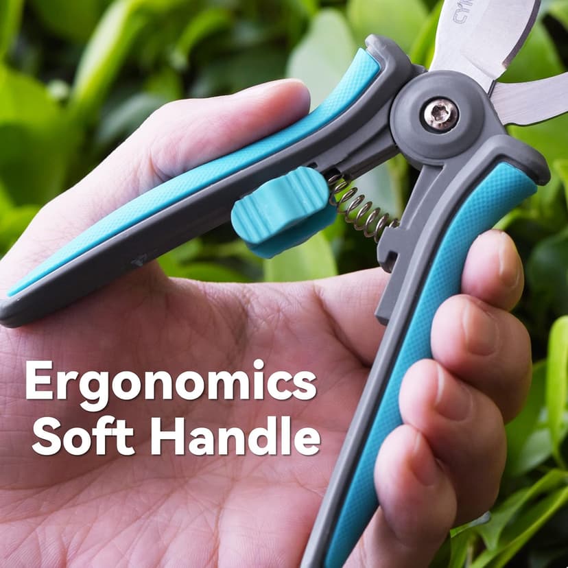 CYRUS 6” Gardening Scissors Hand Pruner Pruning Shear with Curved Stainless Steel Blades Plant Shears Garden Clippers Handheld