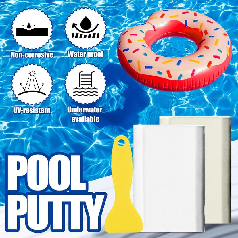 Pool Putty - 10oz 2 Part Epoxy Pool Repair Kit Pool Leak Sealer for Fixing Leaks, Cracks - Underwater or Above Fast Repair Epoxy Putty for Tile, Fiberglass, Concrete, Cement and Other Surfaces