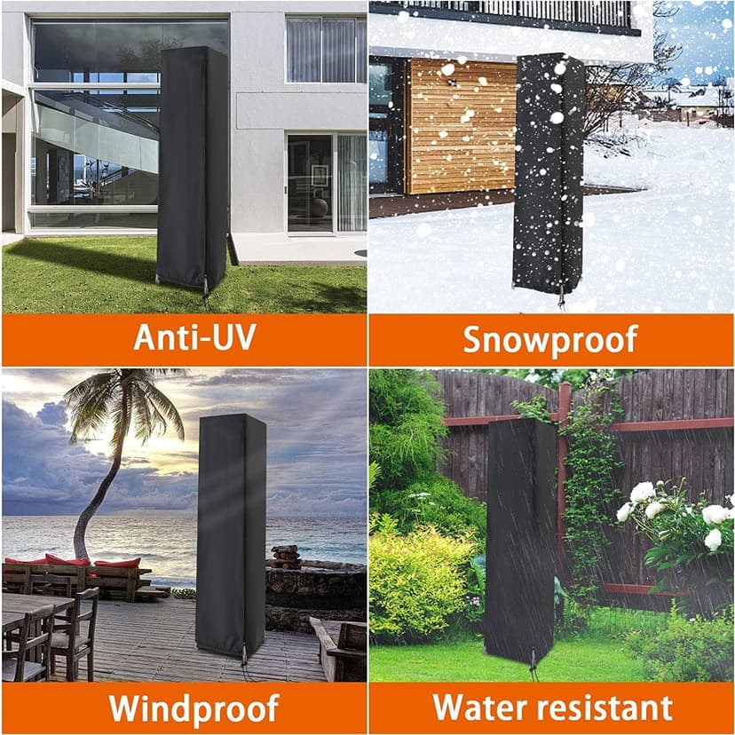 Patio Heater Cover, Outdoor Standing Square Heater Covers with Zipper Waterproof Windproof Thicker Oxford (Black, 87" H x 21" W x 24" D Inch)