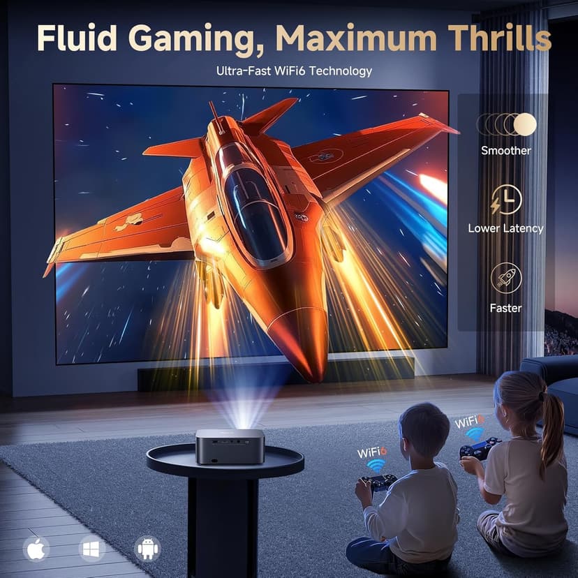 [Netflix-Licensed/Dolby Audio]Outdoor Projector with Wifi 6 and Bluetooth, iSinbox 1080P Native 800ANSI Portable Movie Projector, Built-in Netflix/YouTube/PrimeVideo, Electric Focus Smart Projector