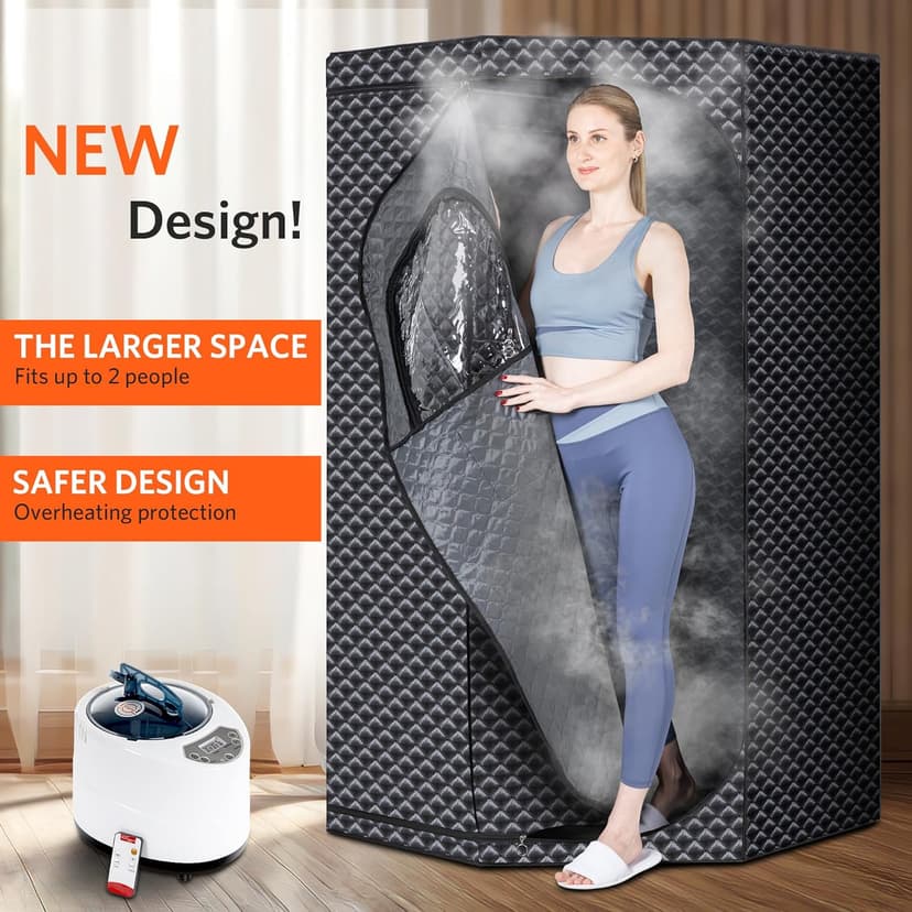 Sauna Box, Portable Steam Tent for Home Detox and Relaxation, Includes 3L Steamer, Remote Controller, Folding Chair, Adjustable Timer 1-60 Min, Large Size
