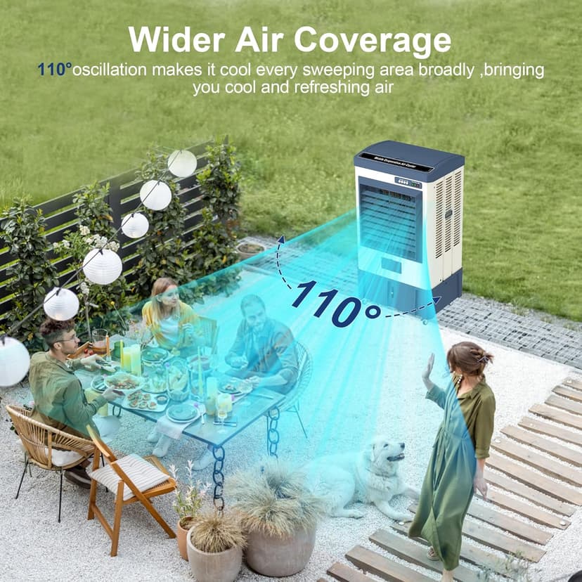 41" Swamp Cooler, 4800 CFM Evaporative Air Cooler with 10.6 Gallon Water Tank, Portable Outdoor Air Conditioner with 3 Ice Pack, 110° Oscillation, 3 Speed for Garage, Yard, Commercial Use