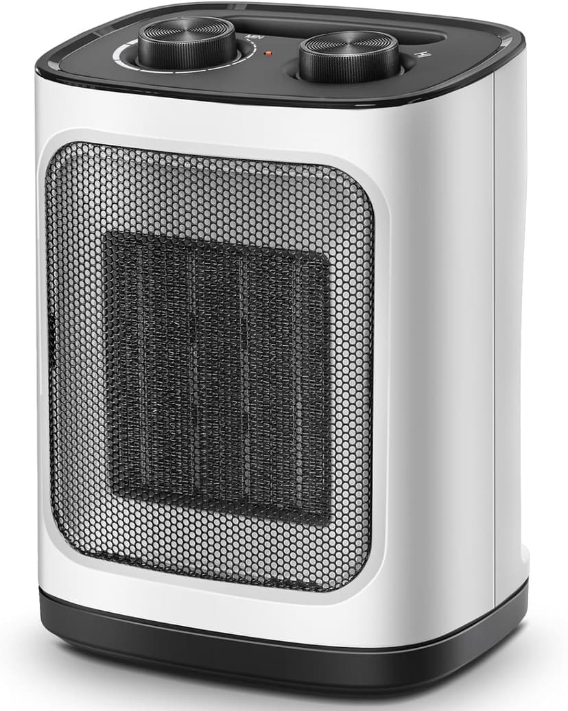 Kismile Portable Electric Space Heater, Small Ceramic Heater Fan with Thermostat, Tip-Over and Overheat Protection,Fast Heating for Home/Office,1500W(White)