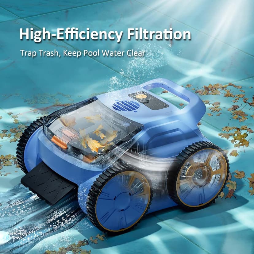 Pool Vacuum for Above Ground Pool Made by Seauto, Pool Vacuum for Inground Pools Cleans Up to 2100 Sq.ft, Pool Robot Vacuum Lasts Up to 180 Mins, Pool Cleaner for Wall, Floor and Auto Mode