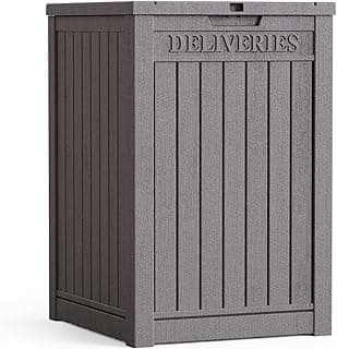 55 Gallon Lockable Resin Deck Box, Waterproof & UV-Resistant Outdoor Storage Box for Cushion Storage and Delivery Storage, Coffee