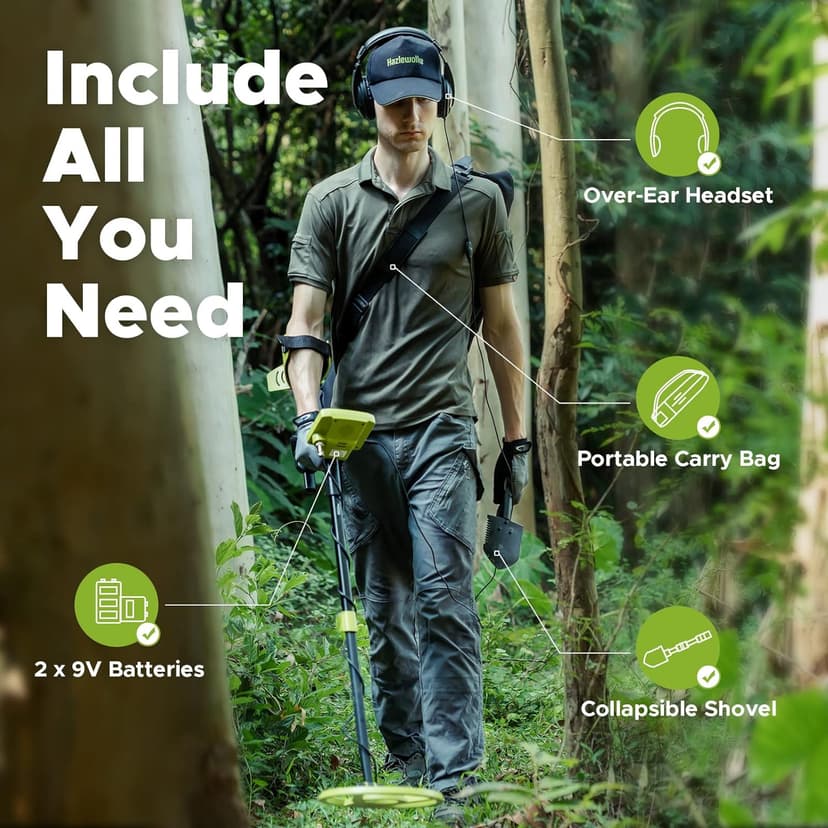 Metal Detector for Adults, Rechargeable Battery for 20H Typical Use, 5 Professional Mode with Higher Accuracy 10” Waterproof Coil for Gold Detecting