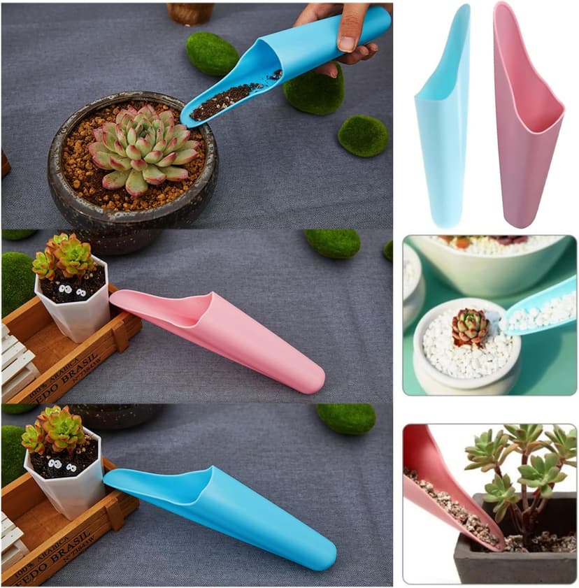 2 Pack Bonsai Soil Scoops Precision Potting Soil Scoop Far Reaching Hand Spreader Shaker Garden Cultivation Scoop for Digging Planting Transplanting Gardening Tool Seeds Fertilizer