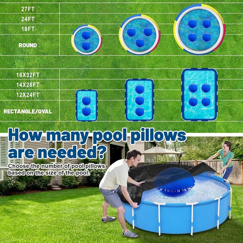 Pool Pillows for Above Ground Pools 4x4 FT Pool Pillow for Winterizing with Boston Valve 0.4mm PVC Air Pillow for Above Ground Pool Winter Swimming Pool Closing Kits with 50ft Rope (2 PCS)