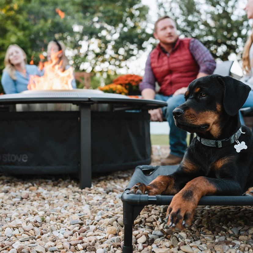 Solo Stove 42 Inch Fire Pit Surround Tabletop - Portable Protective Barrier for Wood Burning Fire Pits for Safety & Extra Space - Powder-Coated Steel and UV-Resistant Outdoor Fabric, Black