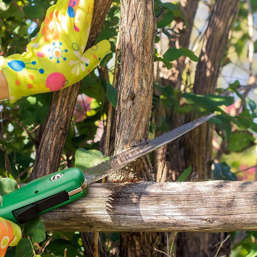 FLORA GUARD 7.7-Inch Folding Hand Saw, Pruning Saw with Trible-Cut Razor Teeth for Wood Cutting, Tree Trimming, Professional Camping Gardening Tools (Green)