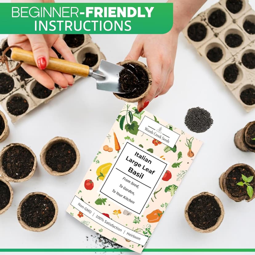Italian Large Leaf Basil Seeds for Planting - Over 2,900 Heirloom Non-GMO Italian Basil Seeds - Beginner Friendly Seed for Planting Herbs at Home, Outdoors, Indoors or Hydroponics
