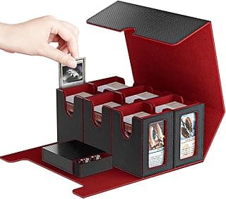Commander Deck Box for Trading Card, 6 In 1 Card Storage Box Fits 1400+ Standard Sleeveless Cards, Removable MTG Deck Case for TCG/Sports/Baseball Cards with Dice Tray