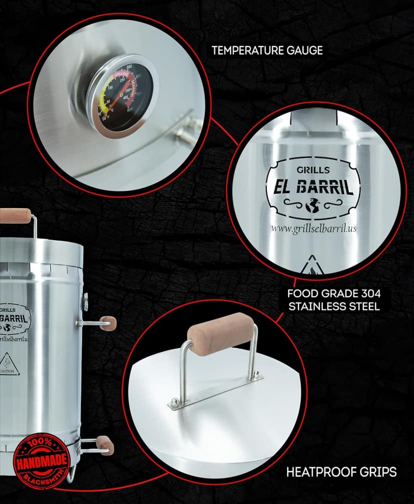 Grill & Smoker Barrel (MEDIUM)| 100% Stainless Steel Barrel | You can Grill, Smoke, Roast & Bake| Smokeless, Even Heat Distribution & Perfect Preservation for Your Meats, Charcoal