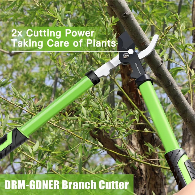 23" SK5 Dual-Blade Loppers Cuts 2" Dry/Wet Branches - Triangular Steel Tube & SecureLock, Heavy Duty Tree Trimmers Green/Black