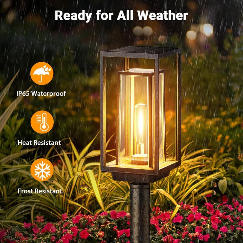 Bright Solar Pathway Lights Outdoor, Large Panel Solar Lights Waterproof, Auto On/Off, Over 12 Hours Runtime, Garden Light, Lighting for Path Yard Walkway Driveway Decor, 4 Pack