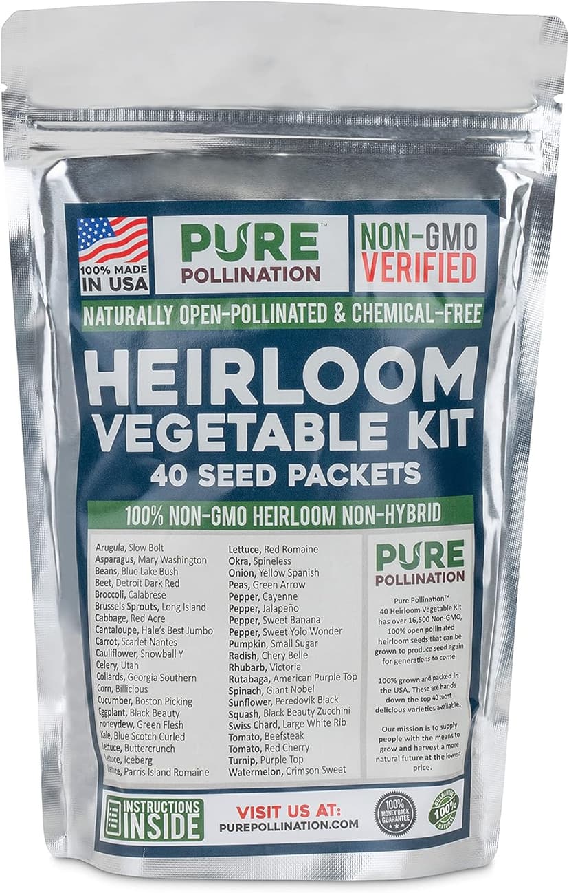 16,500 Non GMO Heirloom Vegetable Seeds Survival Garden 40 Variety Pack