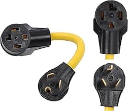 ONETAK NEMA 10-30P to 14-30R 120V/240V 30 Amp 3 Prong Male Plug to 4 Prong Female Outlet Receptacle RV Dryer Generator Power Cord Adapter Connector