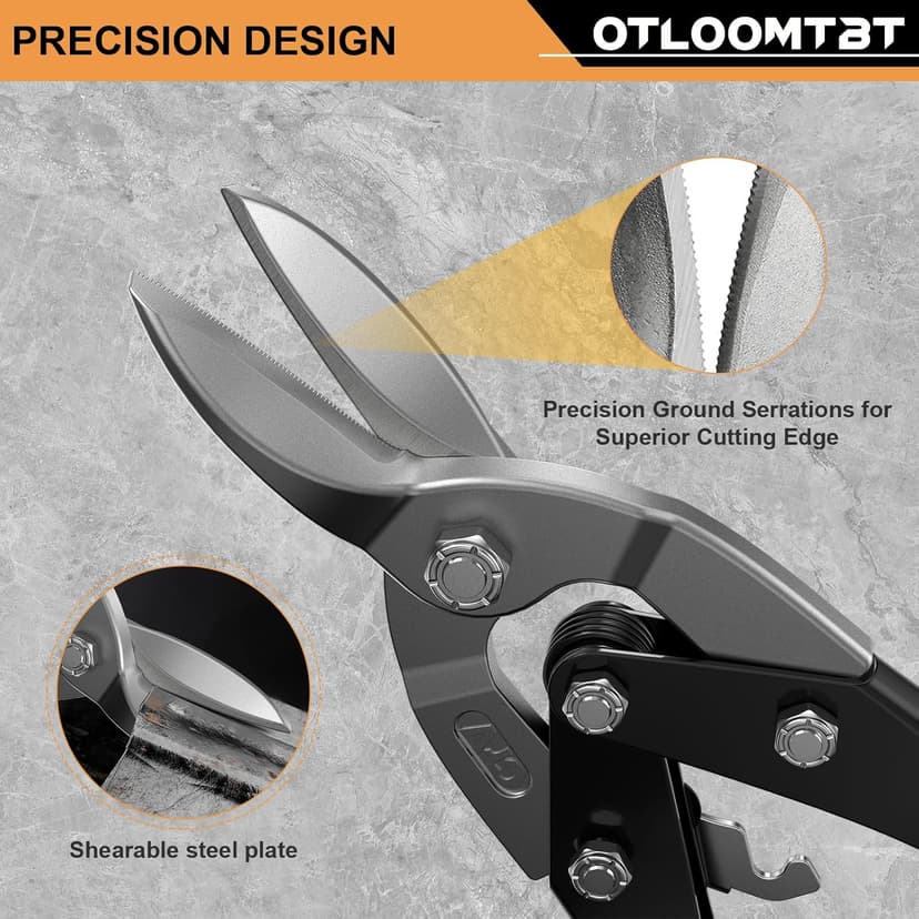 10 Inch Aviation Tin Snips - Heavy Duty Metal Cutting Shears with Safety Lock, Industrial Strength for Straight & Curved Cuts - Ideal for Sheet Metal, Copper, Metalworkers & Craftsmen