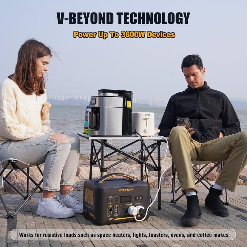 VTOMAN Jump 1800 Portable Power Station 1800W (Peak 3600W), 1548Wh Expandable LiFePO4 Battery Generator with 100W USB-C, 18W USB-C, 12V DC, Jumpstarter, for Power Outages Backup & Outdoor Camping