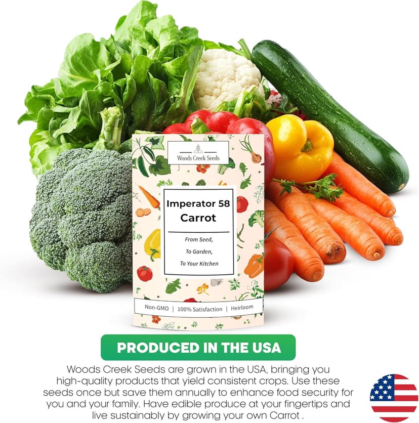Imperator 58 Carrot Seeds for Planting - Over 1,000 Heirloom Carrot Seed Pack - Non-GMO Carrots Seeds for Planting Outdoors or Indoors - Beginner Friendly Vegetable Gardening