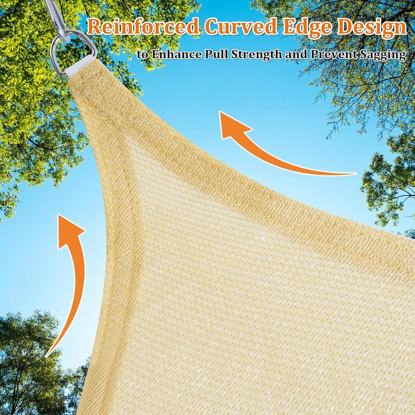 Shade&Beyond Triangle Sun Shade Sail 16'X16'X16' Permeable Canopy Sand for Patio Garden Yard Deck Pergola (We Make Custom Size)
