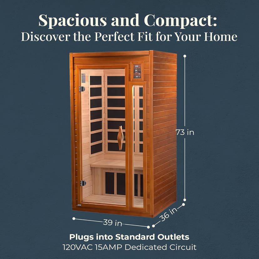 DYNAMIC SAUNAS 2-Person Home Sauna with Infrared Lighting and Integrated Speakers, Barcelona - Personal Indoor Luxury Spa for House and Gym