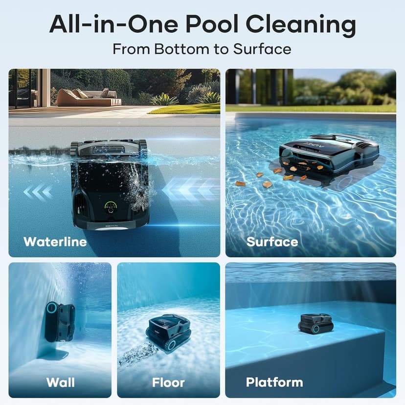 Aiper Scuba X1 Pro Max All-in-One Pool Cleaning Robot with Caddy, Pool Mapping, Adaptive Path, 8500 GPH Power, Double Filtration, Smart Surface Parking, Pool Vacuum for All Inground Pools