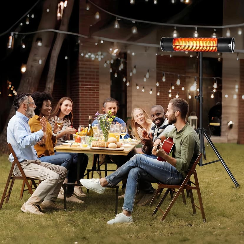 Outdoor Electric Heater, 1500W Outdoor Heaters for Patio, Tripod Mounted Infrared Heaters with Remote, Radiant Patio Heater with 3 Heat Settings, 8H Timer for Outdoor, Garage, Yard