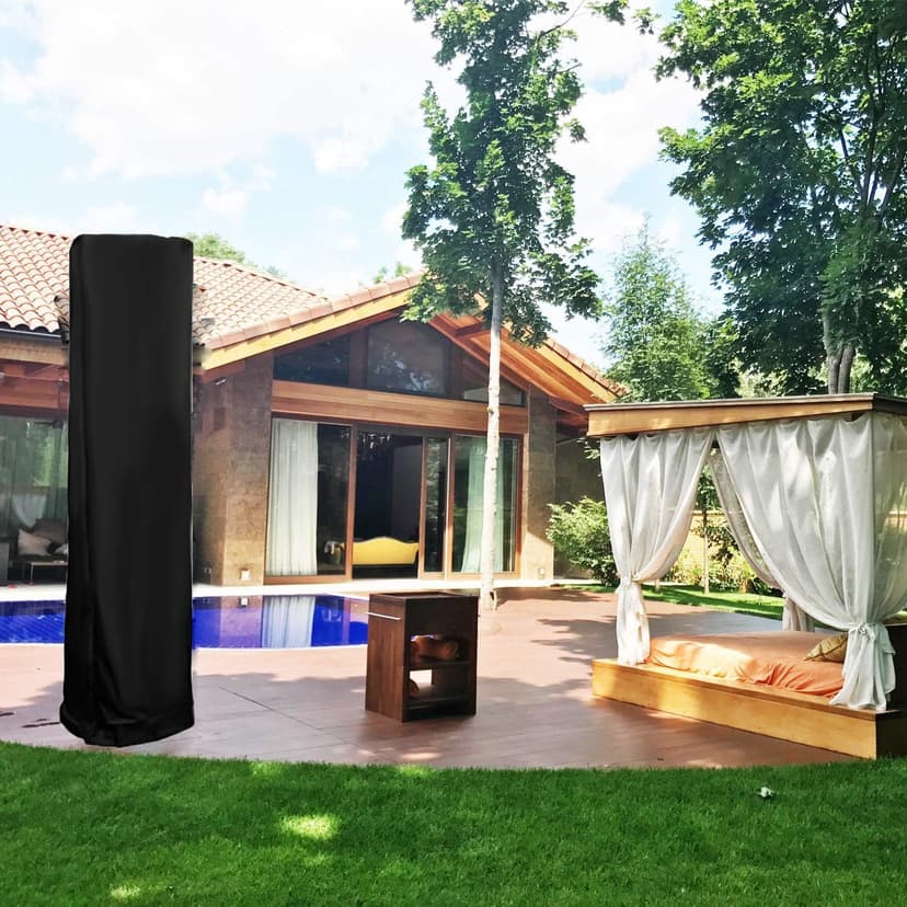Patio Heater Cover, Outdoor Standing Square Heater Covers with Zipper Waterproof Windproof Thicker Oxford (Black, 87" H x 21" W x 24" D Inch)