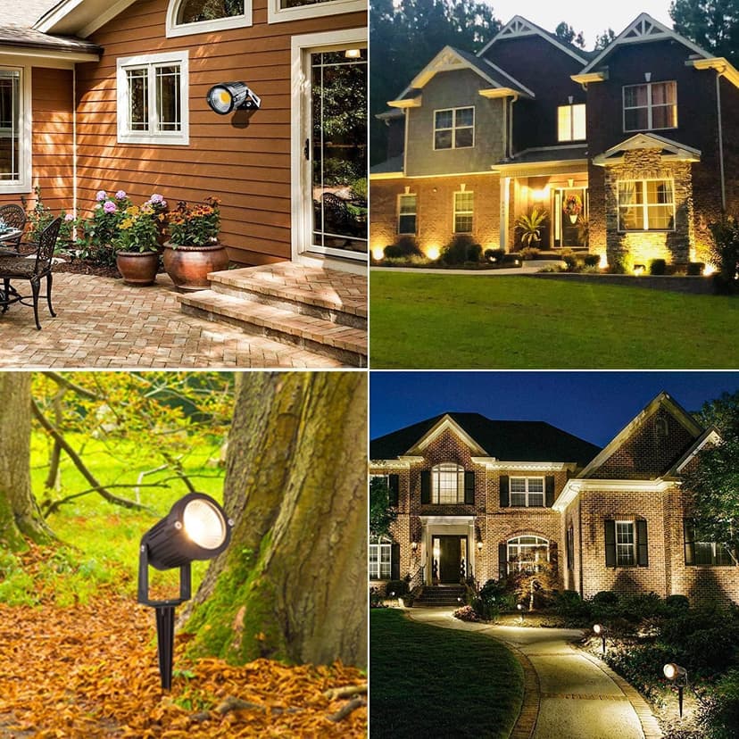 ZUCKEO Low Voltage Landscape Lights 5W LED Landscape Lighting 12V 24V Outdoor Spotlights Waterproof Garden Decorative Landscaping Warm White Lights for Patio Garden Pathway Floor Yard Decor(6 Pack)