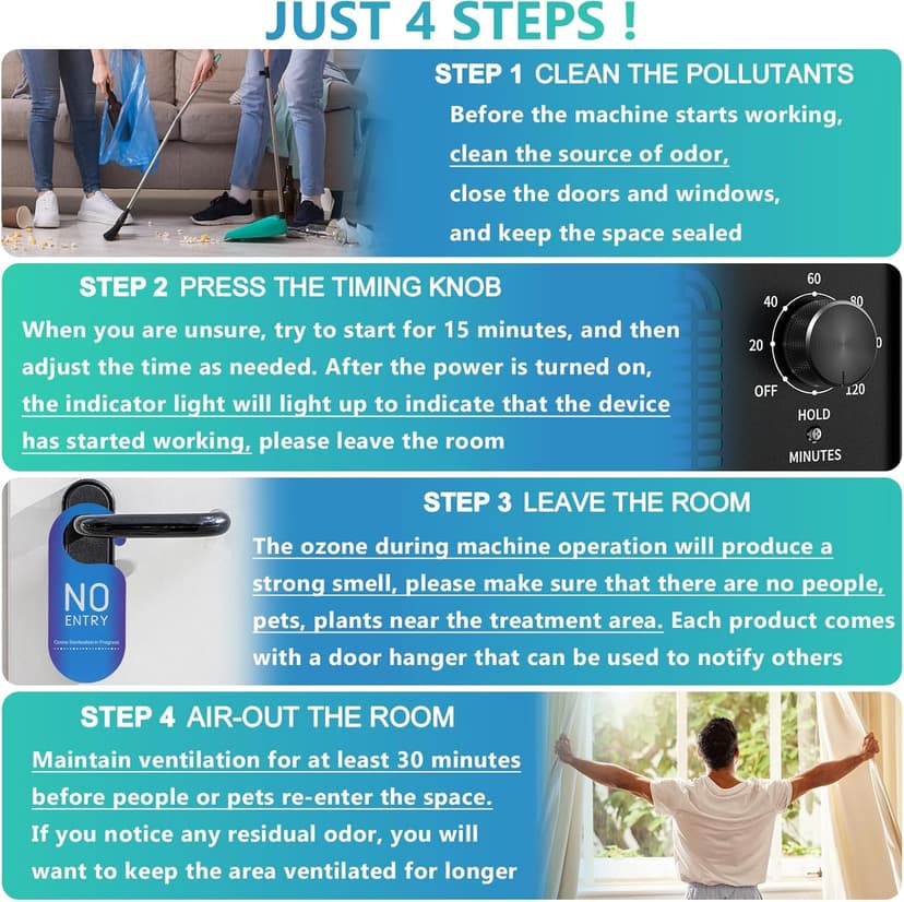 Ozone Generator 60000mg/h, High Capacity Ozone Machine, Odor Eliminator for Home, Car, Smoke, Pets, O3 Air Purifier Deodorizes 6,000 Square Feet (Black)