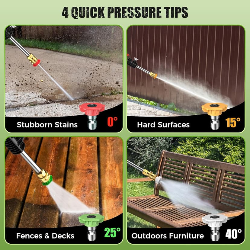 Electric Pressure Washer - GUIFIN Portable Power Washer with Soap-Adjustable Tank, Steel Spray Wand, 4 Pressure Tips, 6.6 FT Inlet & 23 FT Outlet Hose, 3800PSI & 2.4GPM, for Patio/Car/Driveway/Fence