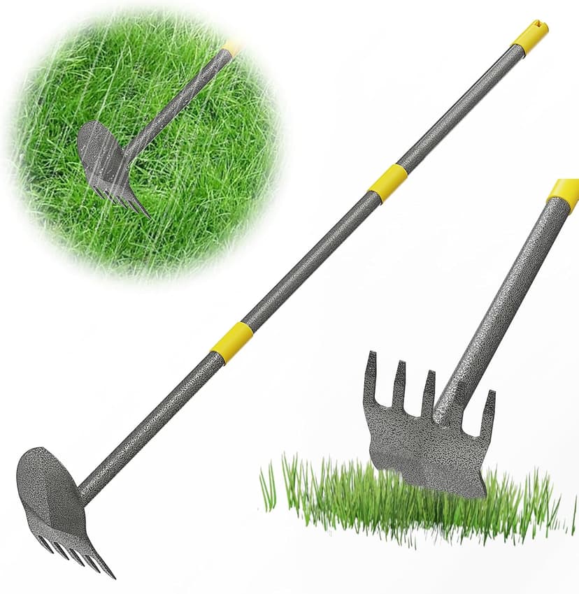 Luvenia Hoe Garden Tool Heavy Duty Garden Hoe for Weeding Loosening Soil 2 in 1 Manual Garden Tools Long Handle Adjustable 16-45 Inch Steel Shaft for Gardening