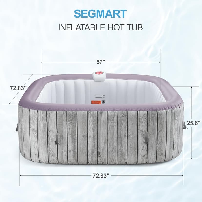 Inflatable Spa Set, Blow Up Hot Tub Outdoor for 4-6 Person, Outdoor Bubble Massage Portable Hot Tub with 130 Soothing Jets, Built in Heater Pump and 6 Filter Cartridges (Square)