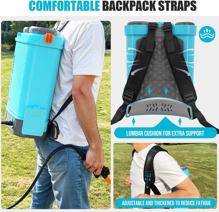 Battery Powered Backpack Sprayer 4 Gallon, 0-100 PSI Adjustable Pressure Sprayer Compatible with Makita 18V Battery, Electric Sprayer with Wand, 5 Nozzles, 2.6Ah Battery&Charger Included