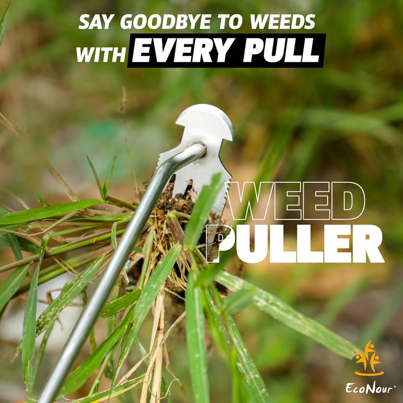 EcoNour Weed Puller Tool | Stainless Steel Weeder with Silicon Handle | Durable Weeding Remover Tool | Manual Weeder for Gardening | Effortless for Uprooting Weeds and Backyard Farm Planting