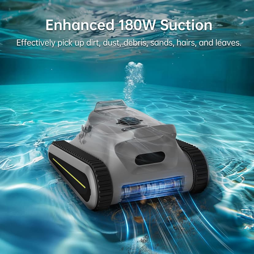Pool Vacuum for Above Ground Pool: NexTrend Cordless Robotic Pool Cleaner Wall Floor Waterline Cleaning 180W Powerful Suction Last 150 Mins Automatic Robot for Inground Swimming Pool up to 2,050 sq.ft