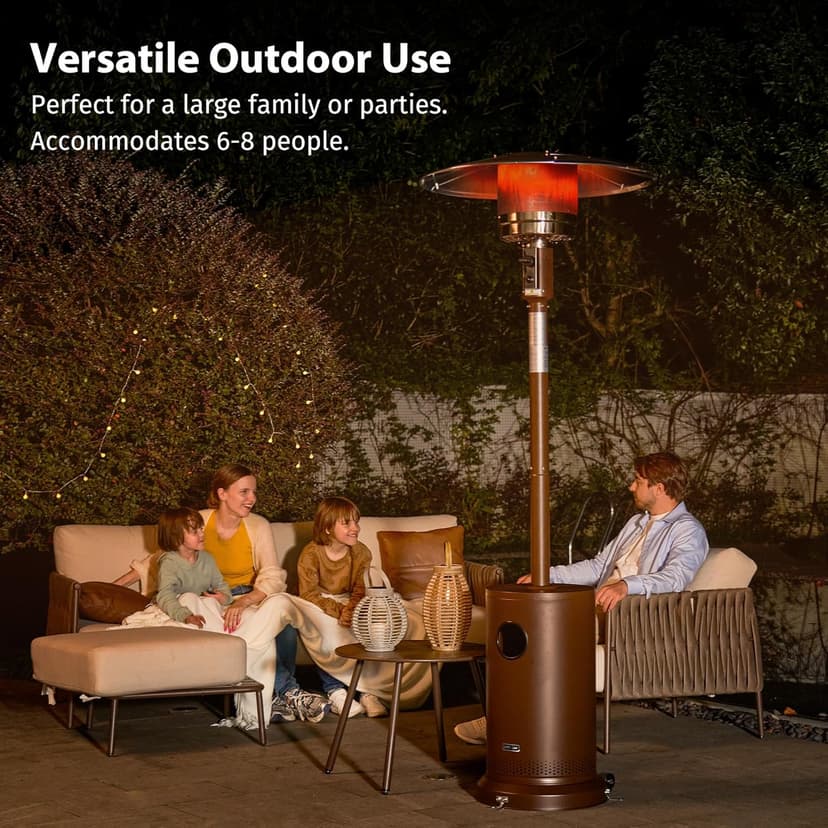 EAST OAK 23,000 to 50,000 BTU Patio Heater for Outdoor Use With Round Table Design, Double-Layer Stainless Steel Burner and Wheels, Outdoor Patio Heater for Home and Commercial, Bronze