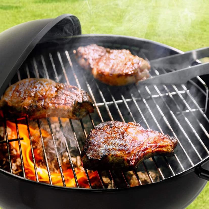 22 Inch Portable Charcoal Grill with Wheels for Outdoor Cooking Barbecue Camping BBQ Coal Kettle Grill - Heavy Duty Round with Thickened Grilling Bowl Wheels for Small Patio Backyard