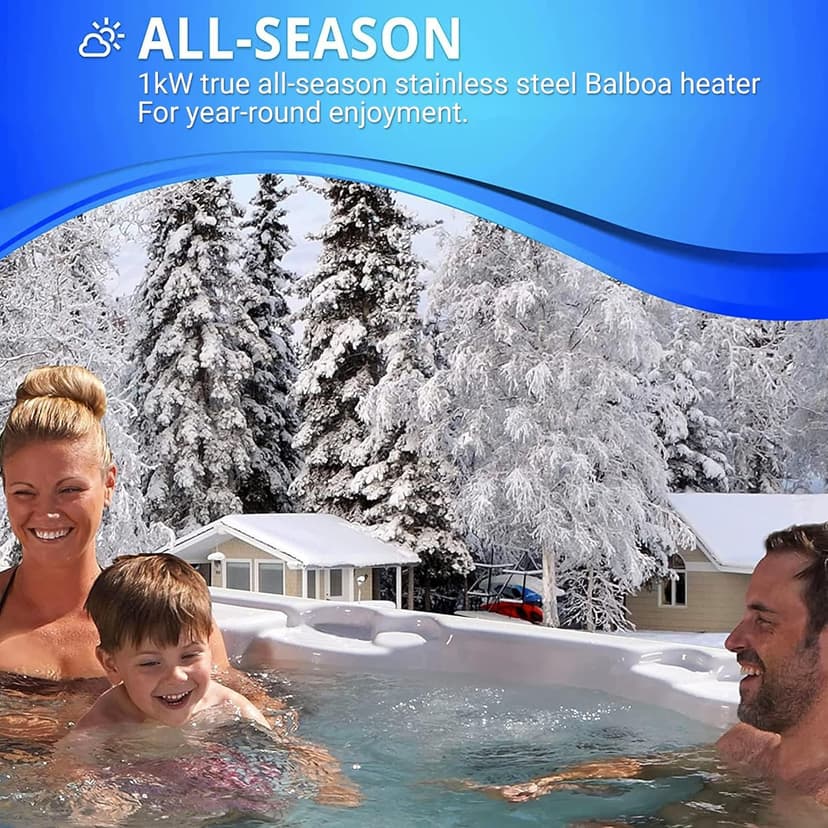 Essential Outdoor Hot Tub, 28-Jet Edgewater® 2023 Hot Tubs, Seats 5-6, Seating with Passive Therapy and Soothing Massage Features, Driftwood