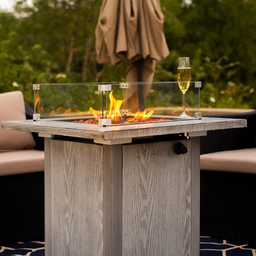 Fire Pit Wind Guard, 17.5 Square Fire Pit Glass Wind Guard Made of Clear Tempered Glass, Set with Assembly Instructions, Screwdriver, Easy to Install