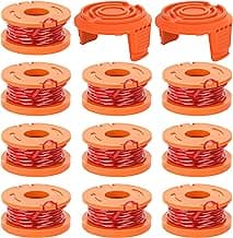 YMHB Trimmer Spool Line for Worx,12 Pack WA0010 Edger Spools Replacement for Worx, Trimmer Line Refills 0.065 inch for Worx, Suitable for Worx String Trimmers(10 Grass Trimmer Line, 2 Trimmer Cap)